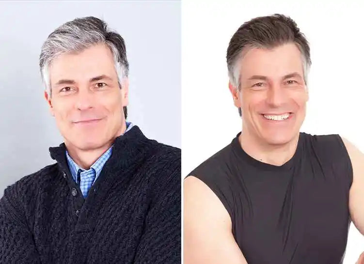 Before and after comparison of a customer’s hair appearance